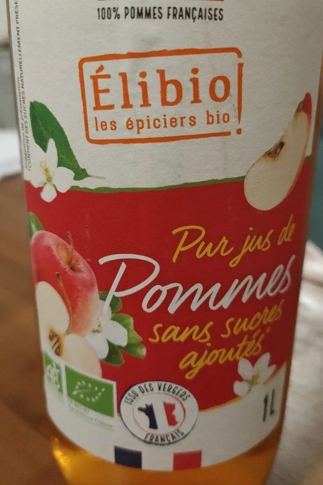 Pur jus de pommes sans sucres ajoutés