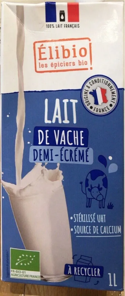 Lait de vache demi écrémé