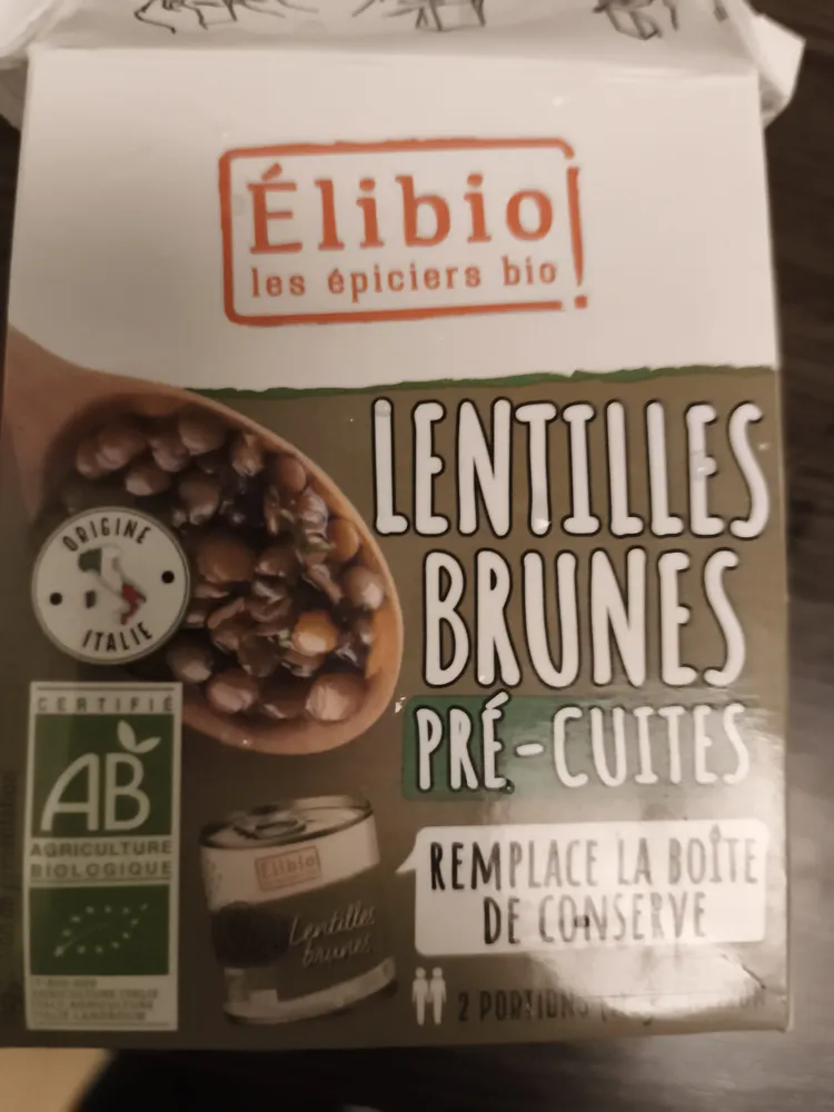 Lentilles brunes pre-cuites