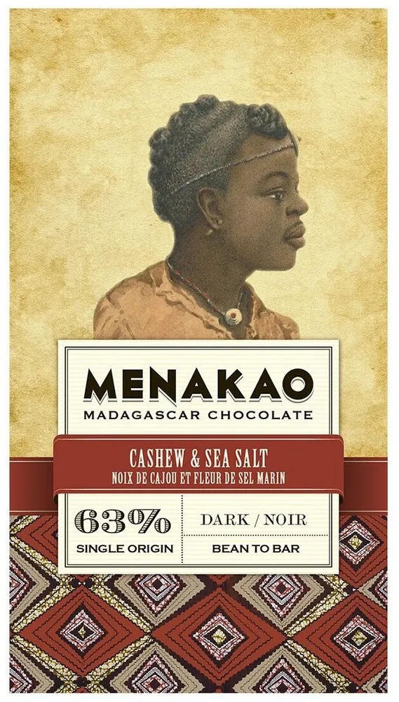 Tableta de chocolate negro 63% cacao con anacardos y sal marina