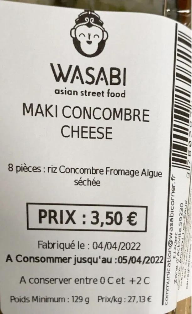 Maki concombre cheese