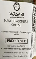 Maki concombre cheese