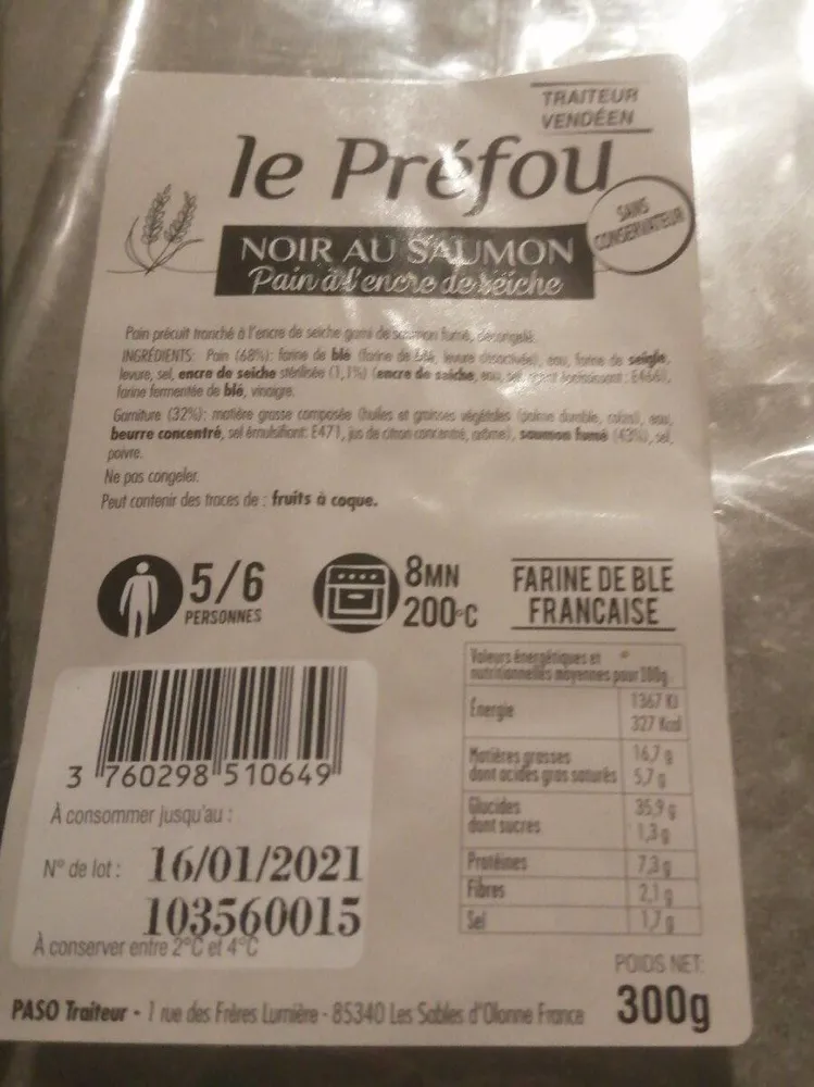 Préfou noir au saumon