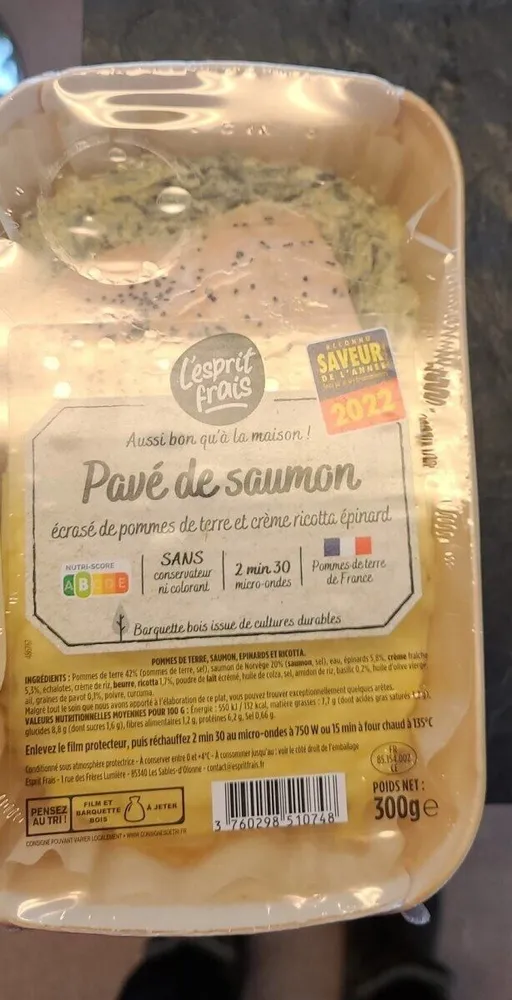 Pavé de saumon Ecrasé de pommes de terre et crème ricotta épinard