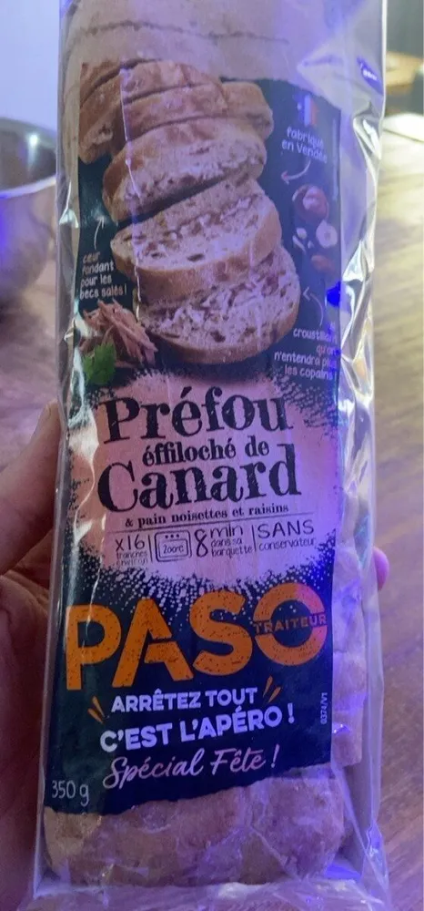 Prefou effiloché de canard pain noisette et raisin