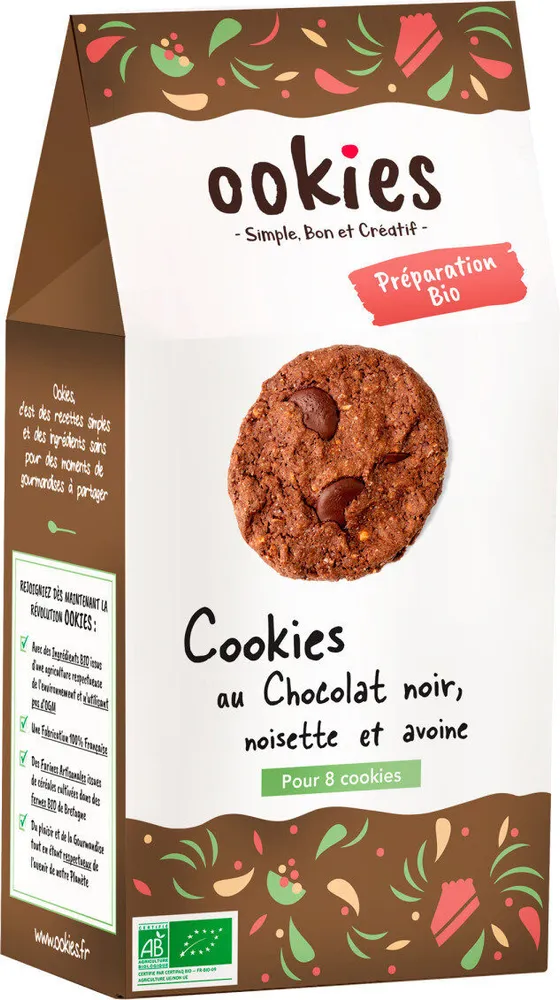 Cookies Chocolat noir, noisette et avoine