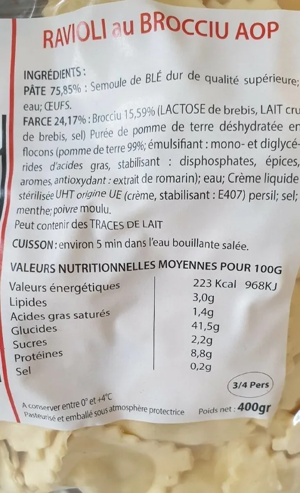 RAVIOLI au BROCCIU AOP