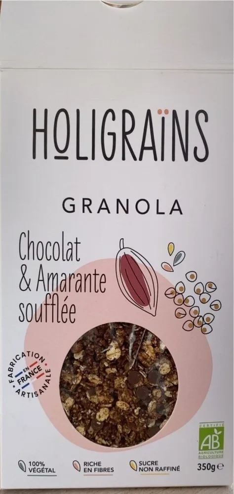 Granola chocolat et amatante soufflee
