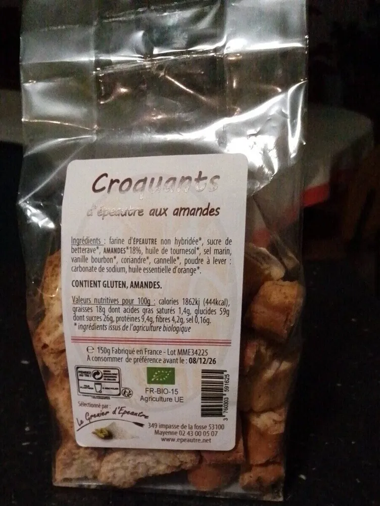 Croquants d'épeautre aux amandes