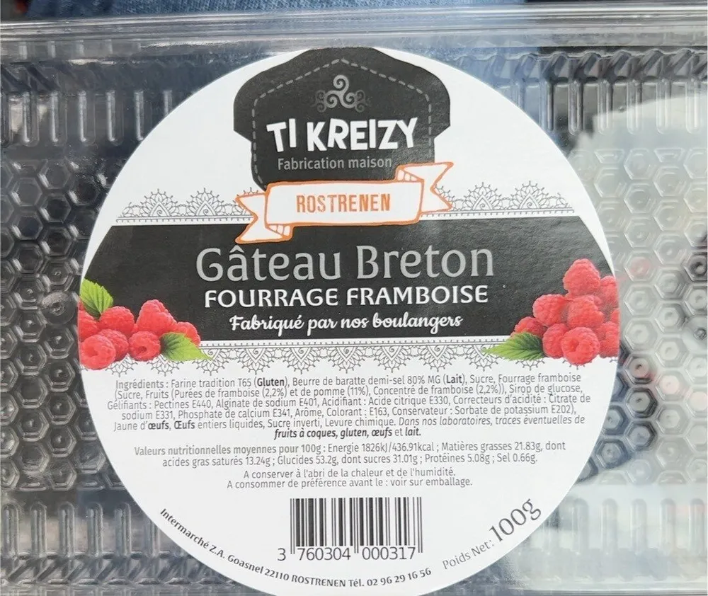 Gateau breton fourrage framboise
