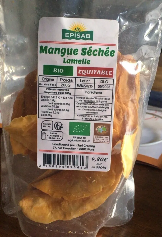 Mangue sechee lamelle