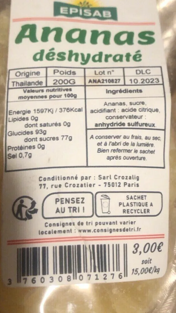Ananas deshydraté