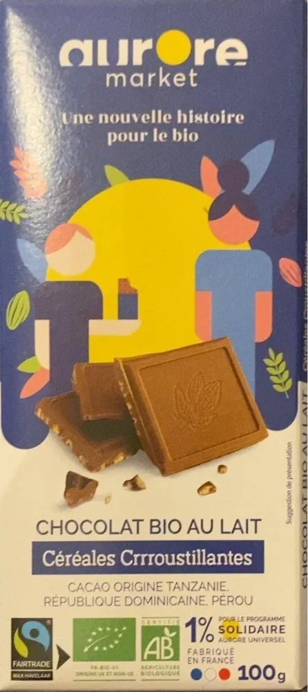 Chocolat bio au lat Céréales Croustillantes