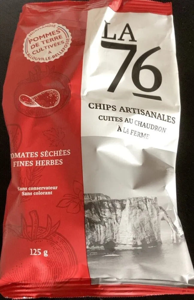 CHIPS ARTISANALES CUITES AU CHAUDRON À LA FERME TOMATES SÉCHÉES FINES HERBES