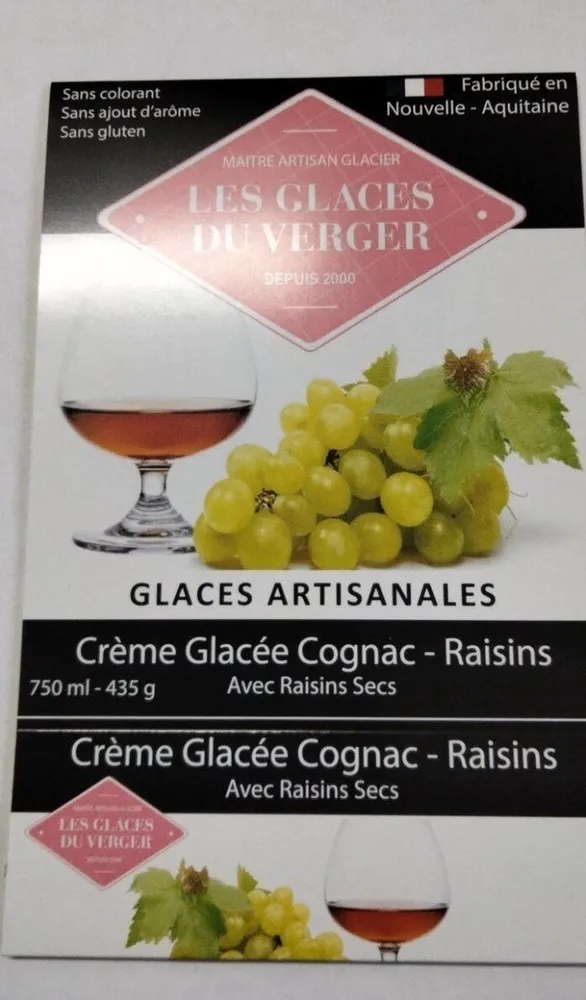 Crème glacée cognac raisins