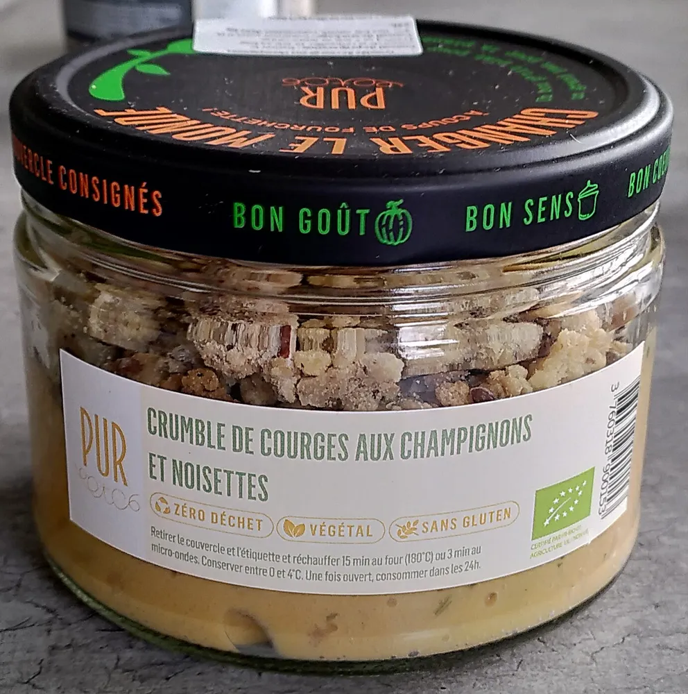 Crumble de courges aux champignons et noisettes