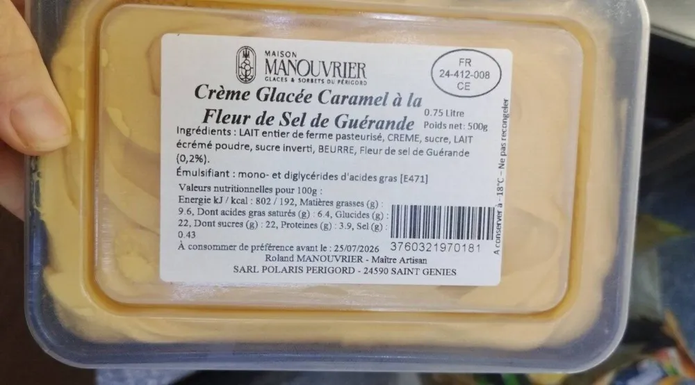 Crème glacée caramel à la fleur de sel de Guérande