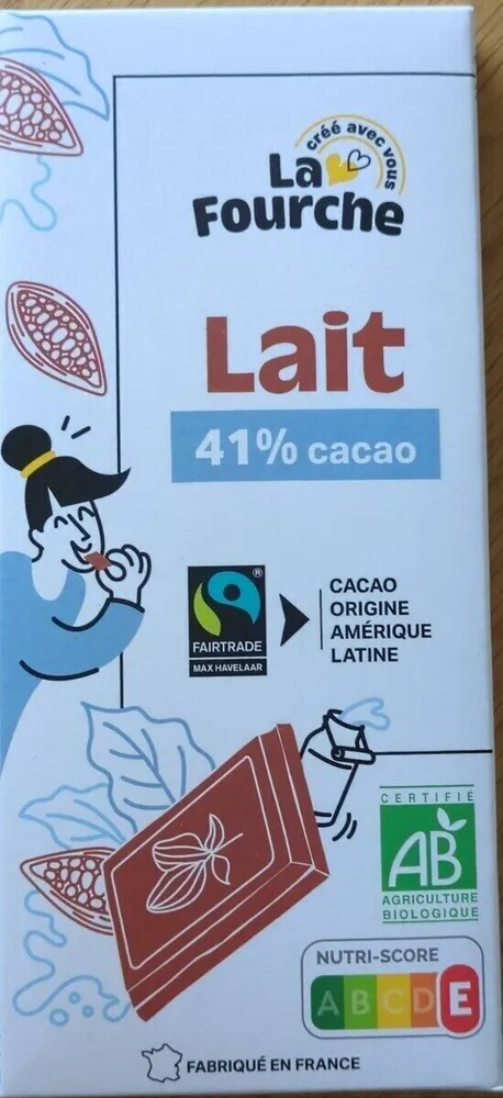 Chocolat au lait 41% bio et equitable 100g