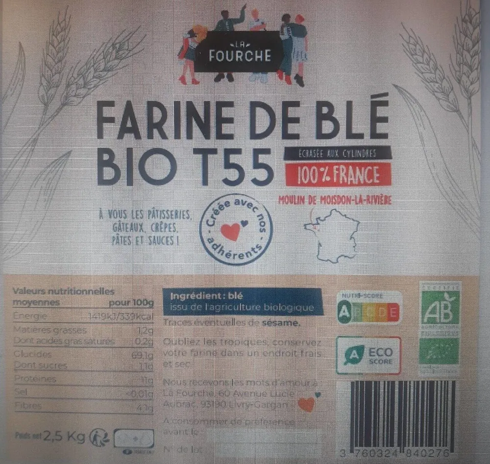 Farine de blé Bio T55 2,5kg