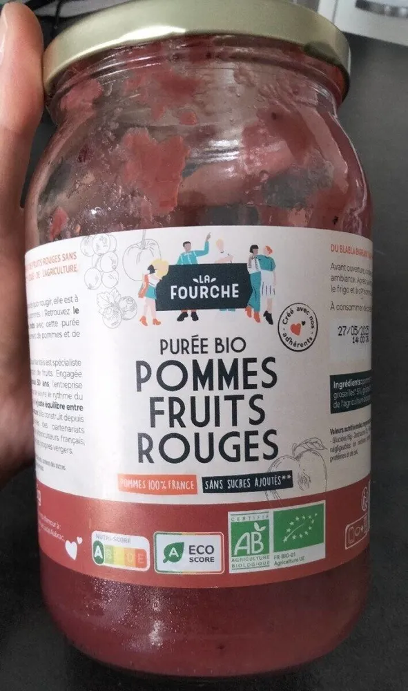 Purée bio pomme fruits rouges