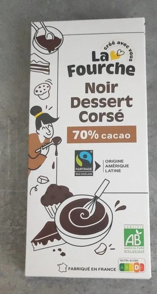 Chocolat Noir Dessert Corsé 70% Bio et Equitable