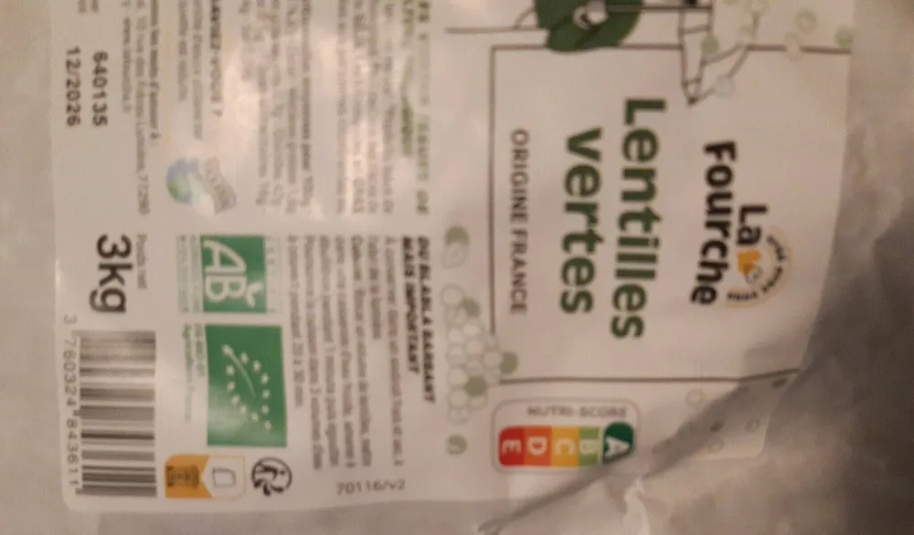 Lentilles Vertes (3 kg)