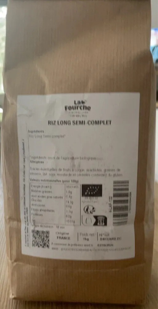 Riz long semi-complet