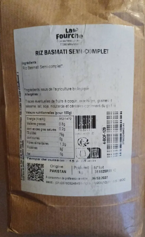 Riz basmati semi complet