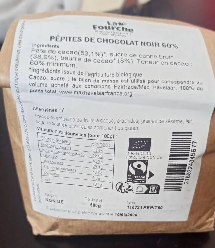 Pépites de chocolat noir 60%
