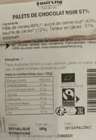 PALETS DE CHOCOLAT NOIR 57%
