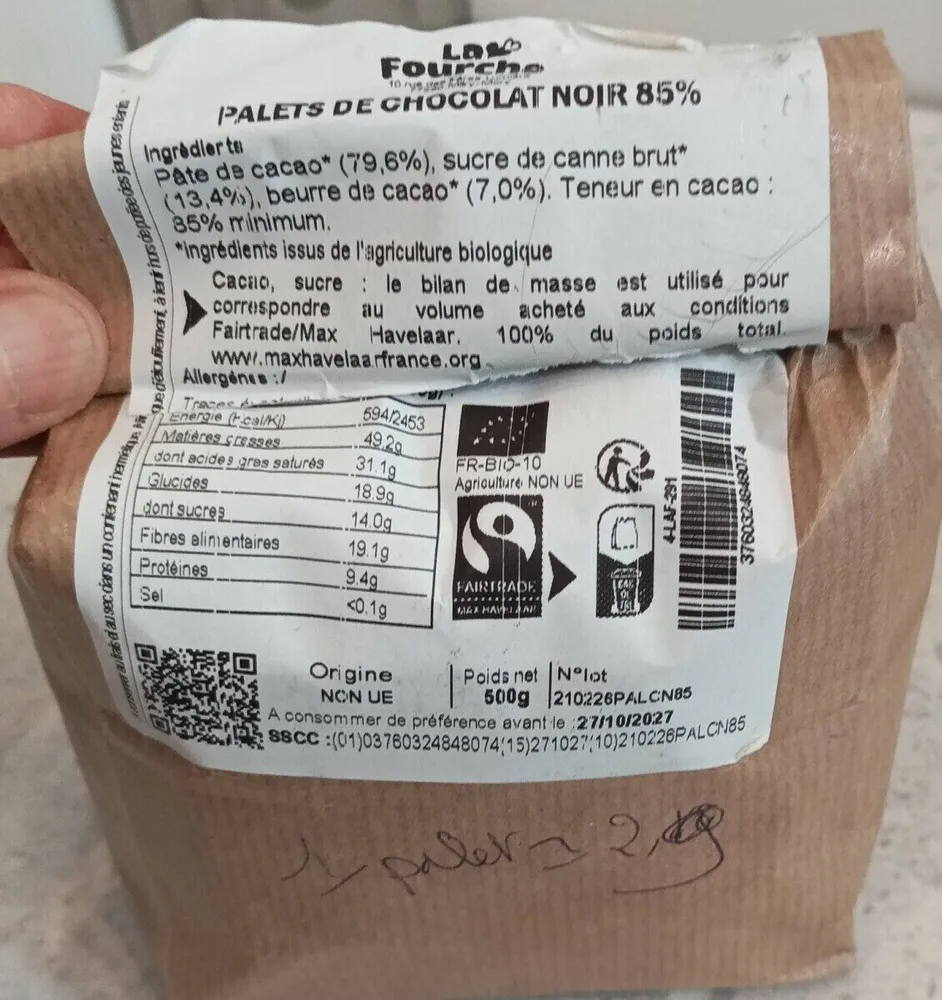 Palais de chocolat noir 85 %