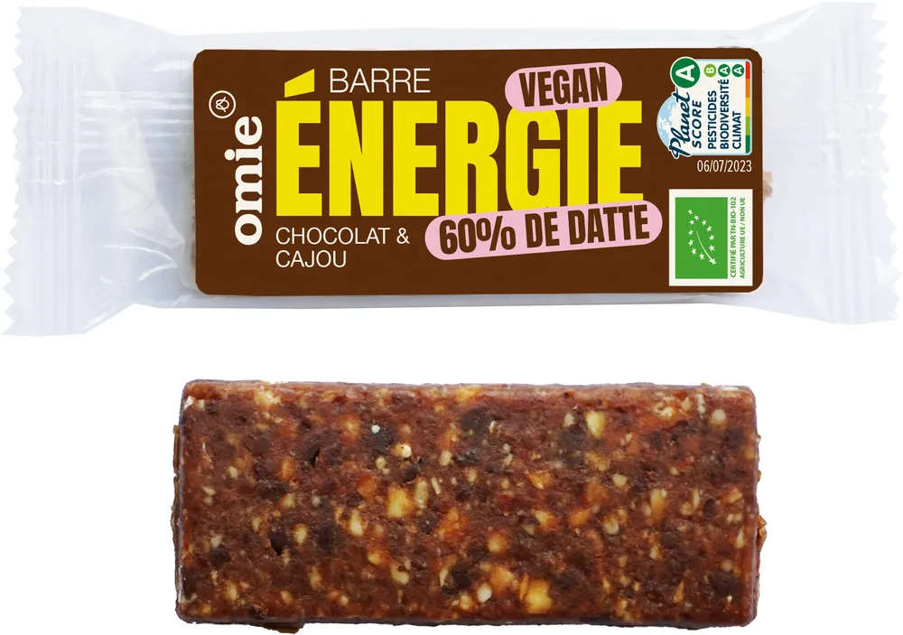 Barre énergie fruits secs chocolat