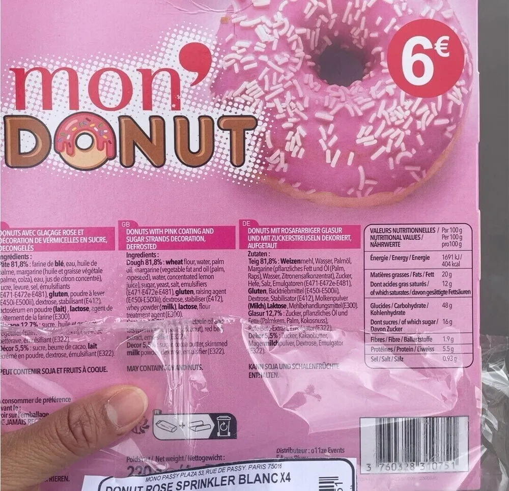 Donut Rose Sprinkler Blanc X4