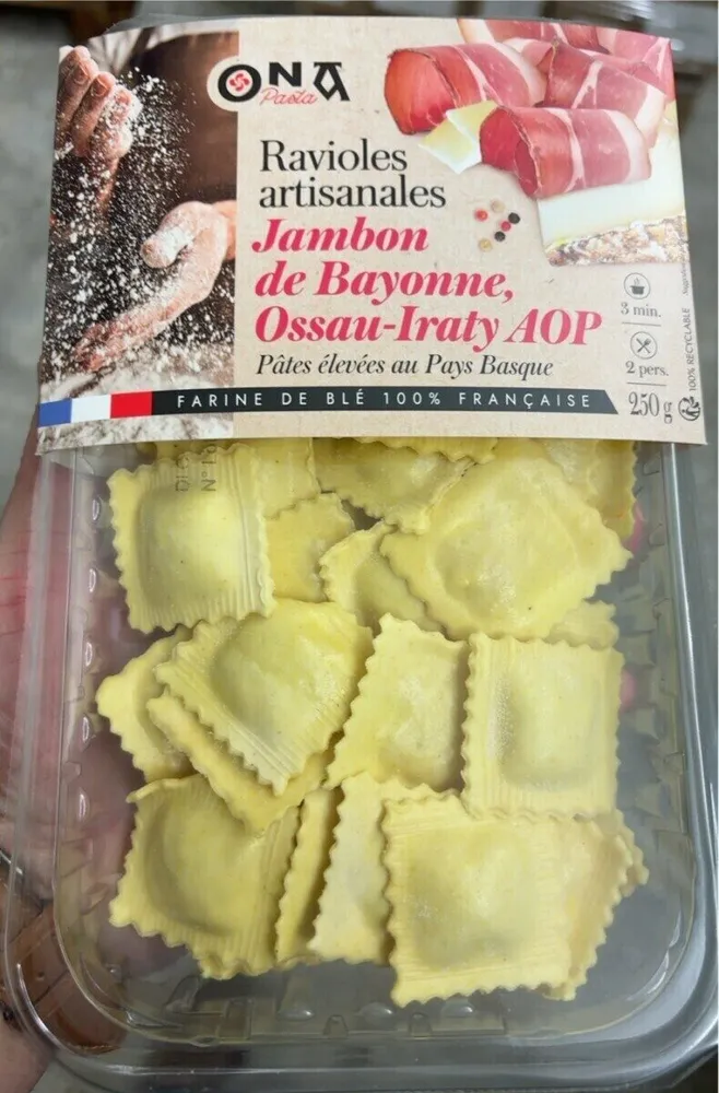 Raviole Jambon de bayonne fromage Ossau Iraty