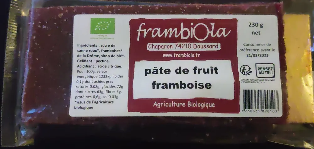 Pâte de fruit framboise