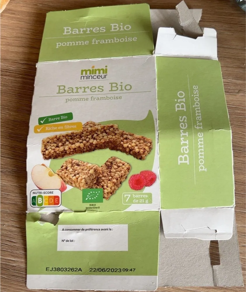 Barres bio pomme framboise