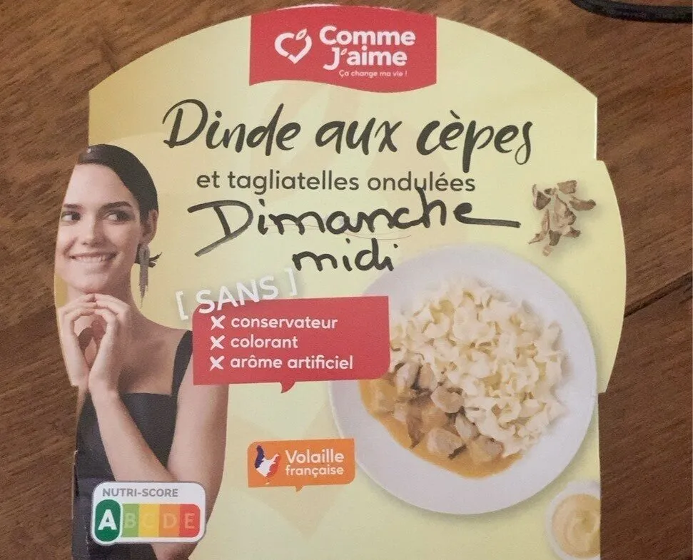 Dinde aux cepes et tagliatelles ondulees