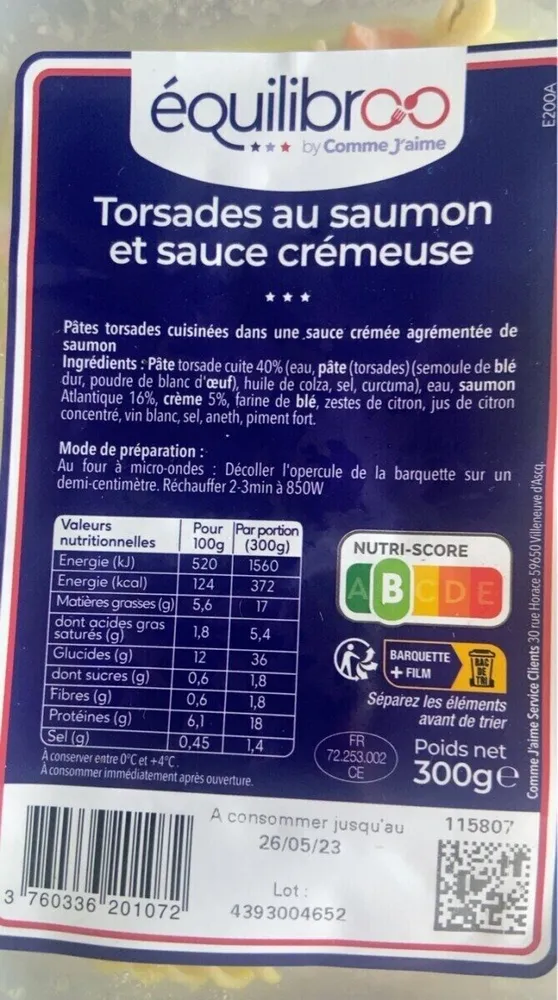 Torsade au saumon et dauce crémeuse