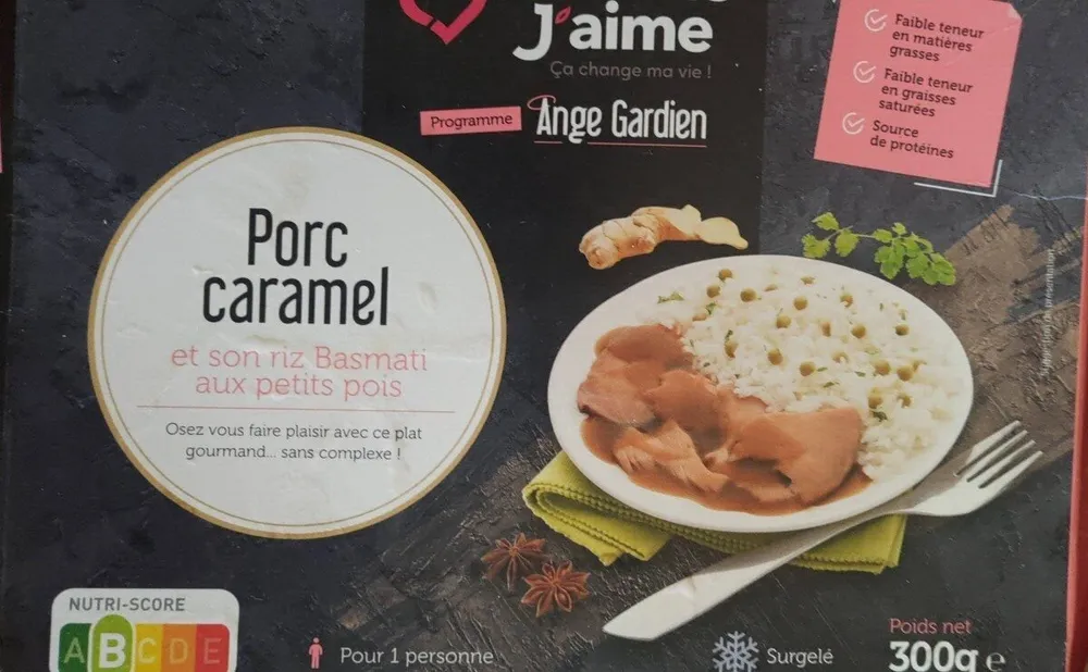 Porc caramel et riz basmati petits poiss