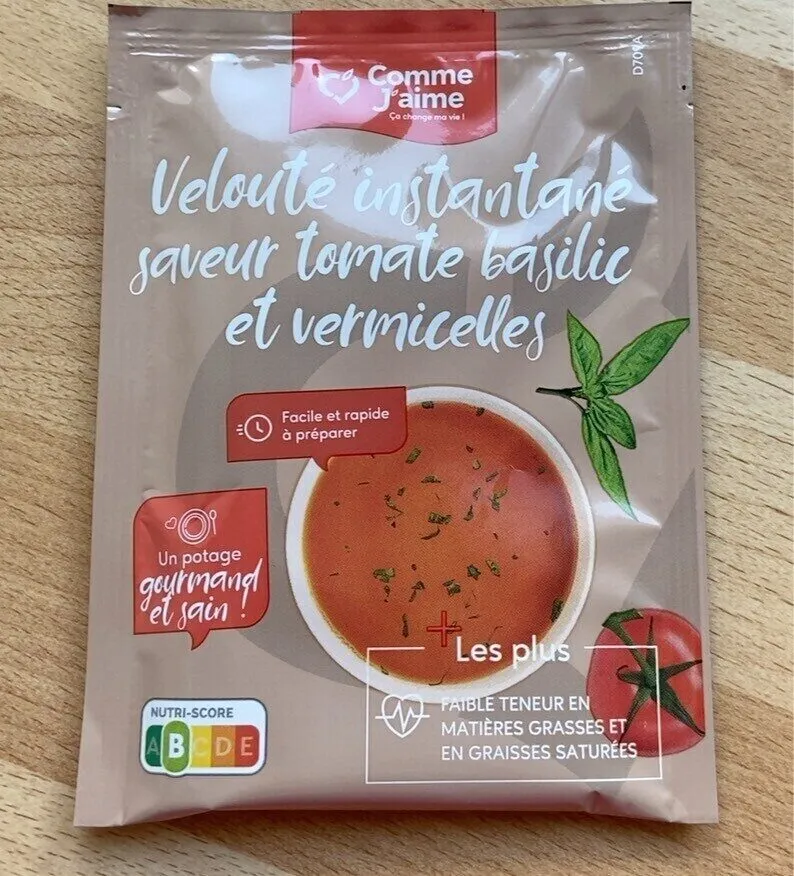 Velouté instantané saveur tomate basilic et vermicelles