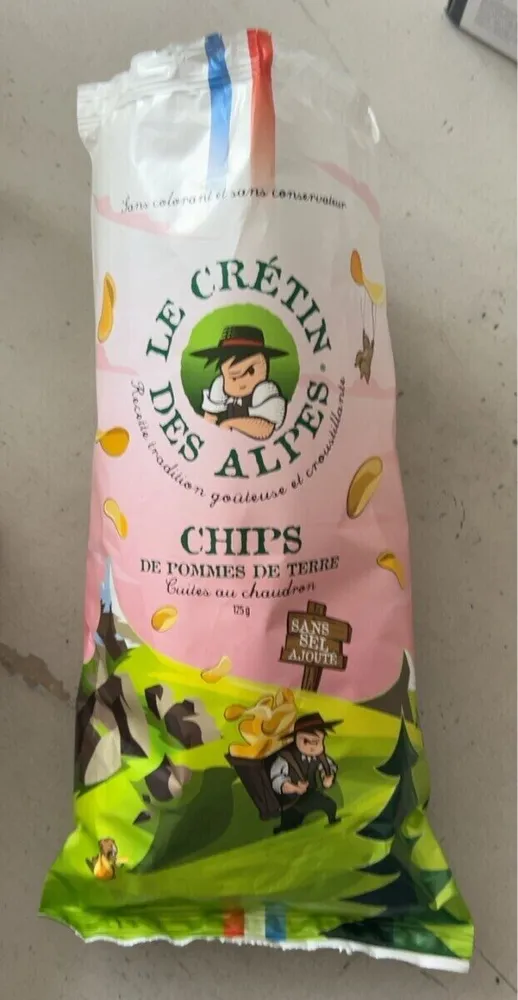 Chips de pommes de terre non salees