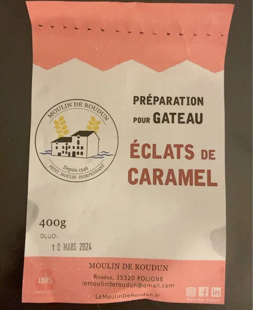 Préparation gateau éclat de caramel