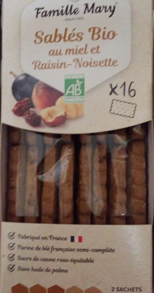 Sablés Bio au miel et raisin noisette