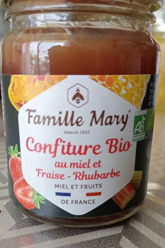 Confiture bio au miel et fraise rhubarbe