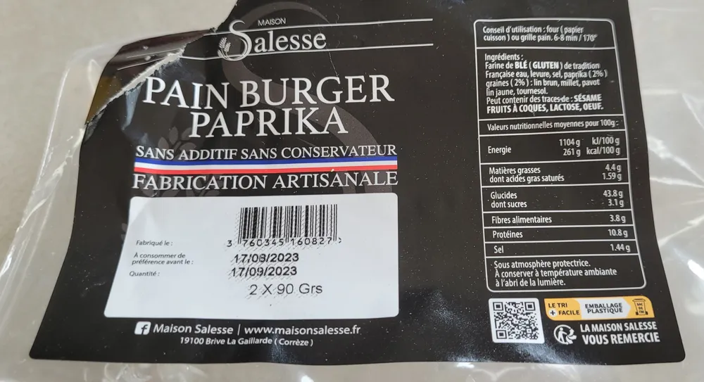 Pain burger paprika