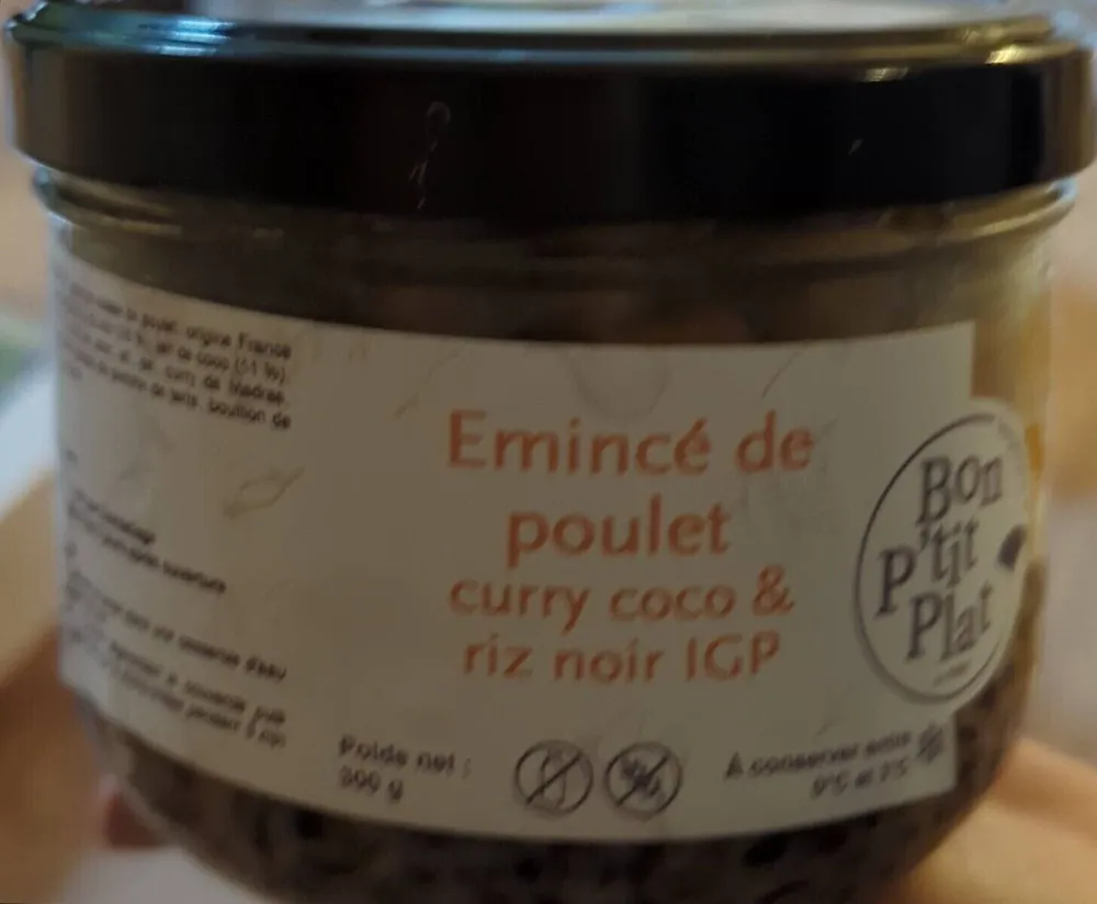 Émincé de poulet curry coco et riz noir igp
