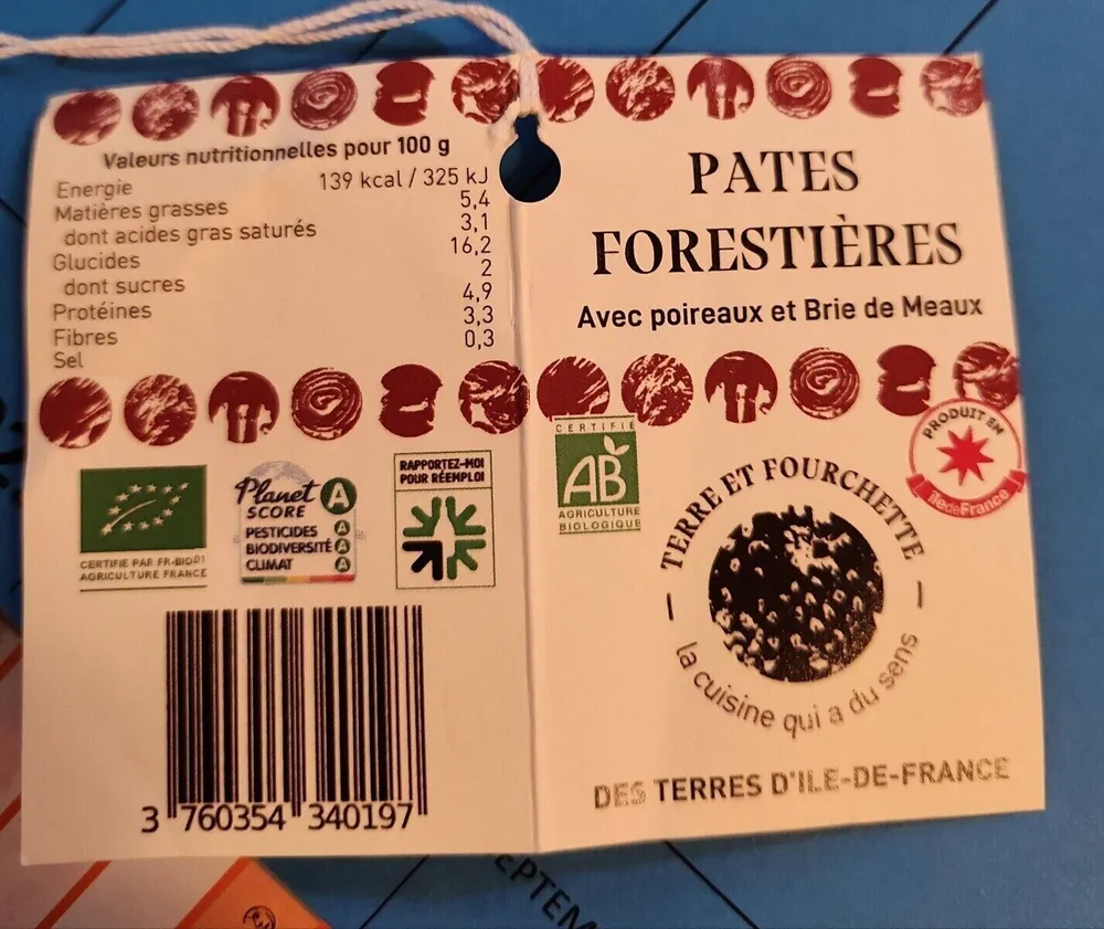 PATES FORESTIÈRES Avec poireaux et Brie de Meaux