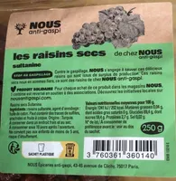 Les Raisins secs sultanine
