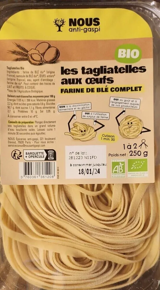 Tagliatelle aux œufs