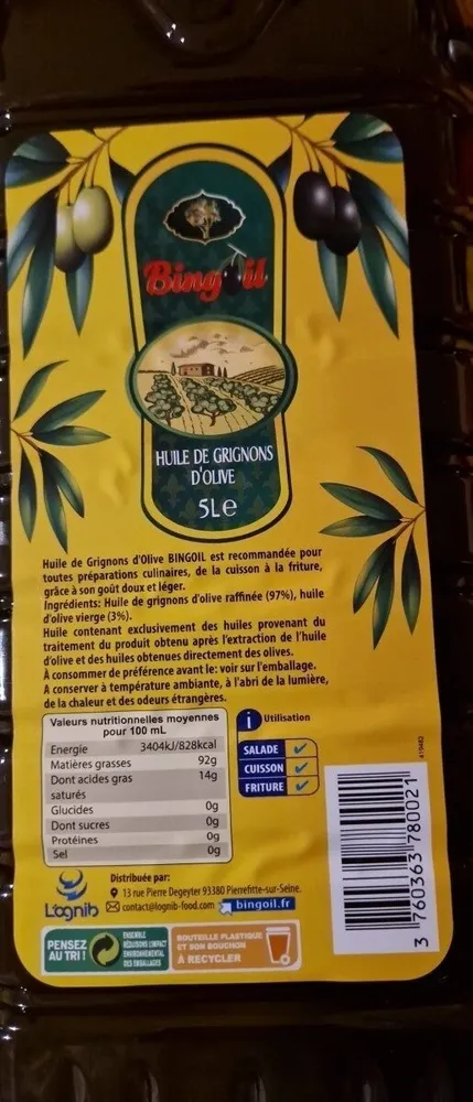 Huile de grignons d'olive